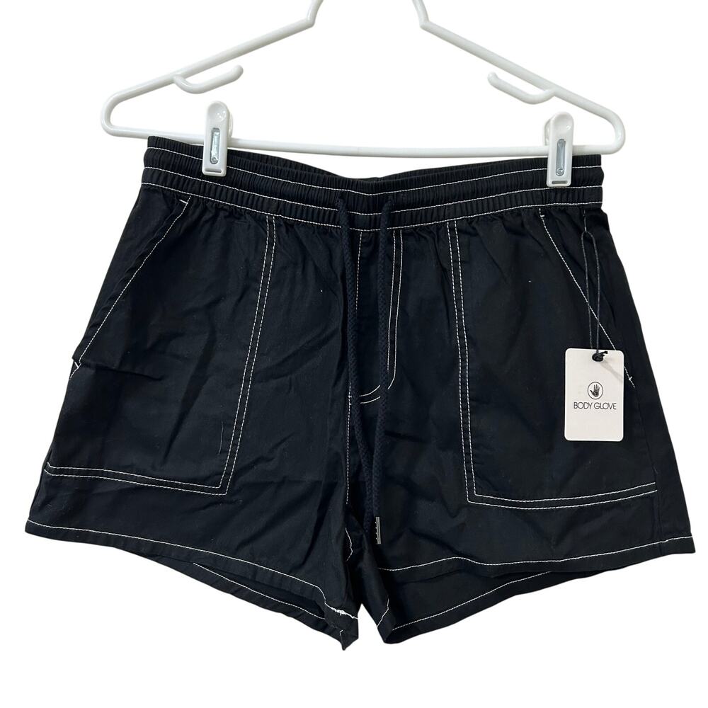 Body Glove NWT Womens Medium Black Edilee Elastic Waist Shorts Casual Summer